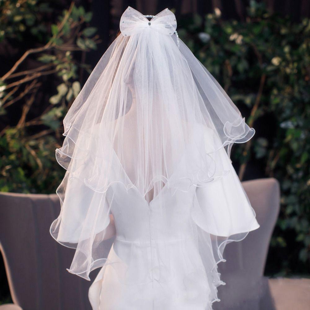 Зажим Милый Простой Тюль Двухслойная Фата Голова Невесты Газовая Свадебная Газовая Невеста Аксессуары