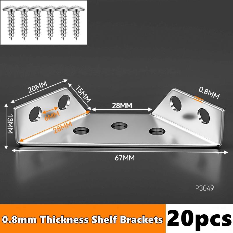 Stainless Steel Corner Braces, Furniture Corner Connectors with Screws,Triangle Shelf Support Brackets for Wood Cabinet Desk Bed