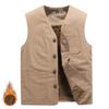 Mens Cotton Multi Pockets Vest Winter Thicken Warm V -Neck Waistcoat Sleeveless Jacket Large Size