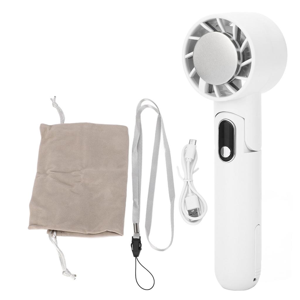 Handheld Cooling Fan 5 Speed Levels Adjustable USB Charging Portable Small Pocket Fan White