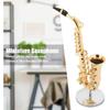 Maxmartt Miniature Alto Saxophone Replica with Stand and Case - Gold Plated Instrument Model Ornaments