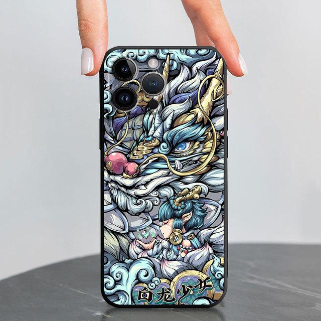 Black Soft Phone Case For Iphone 12 Mini 13 Pro 8 Plus 7 6s Se 11 14 Pro Max Xr Xs X Cover Fashion Chinese Tiger Dragon Shell