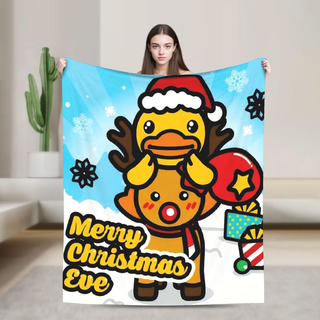 Yellow Duck Flannel Blankets Winter Super Warm Bedding Throws for Children Bedroom Aesthetic Bedspread Sofa Bed Cover