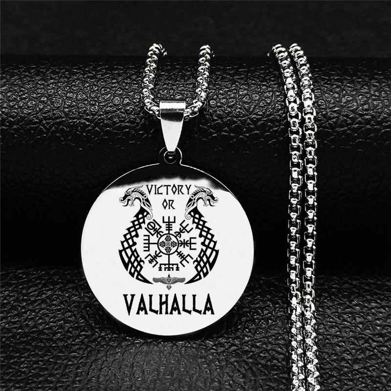 Мужская скандинавская ювелирная цепочка-амулет викингов, серебряная цепочка из нержавеющей стали