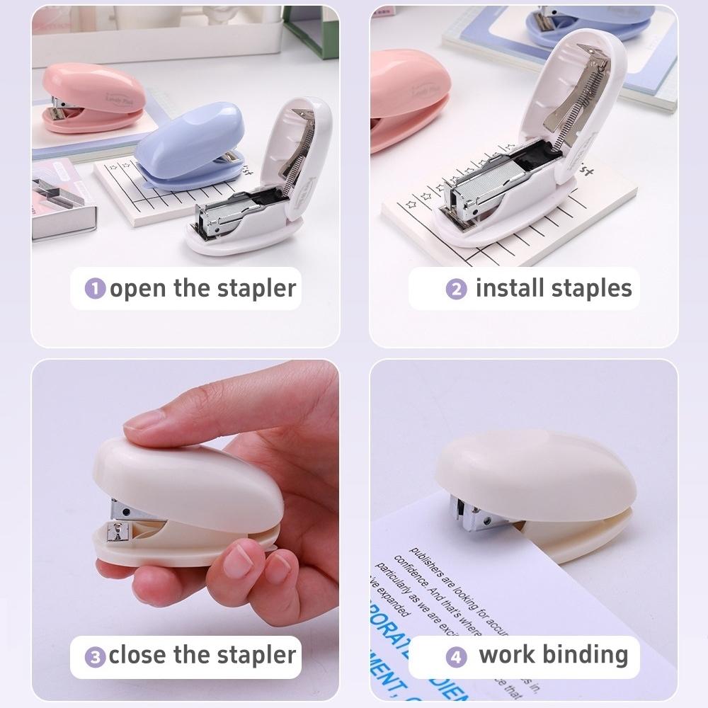 Степлер Pure Color Marshmallow, набор из 1000 скоб, мини- и портативный переплет, офисные переплетные инструменты, школьные принадлежности