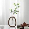 Walnut Wood Chinese-Style Solid Wood Flower Vase Desktop Glass Mini Hydroponic Flower Holder Luxury-inspired Elegant Decorative
