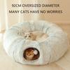 Plush Cat Bed Pets Kennel 2 In 1 Foldable Round Cats Nest Crossing Tunnel Bed Winter Warm Cat Cave Deep Sleeping Pet Cushion Mat