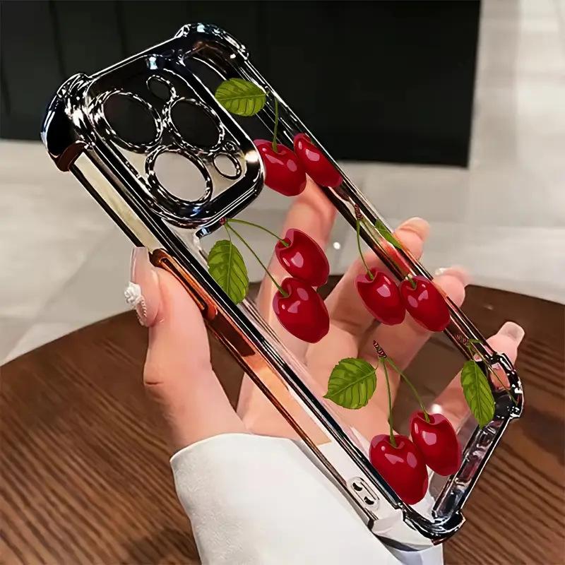 Ретро масляная живопись вишня чехол для мобильного телефона iPhone12/13/14promax вся серия гальванизированный прозрачный мягкий чехол с подушкой безопасности