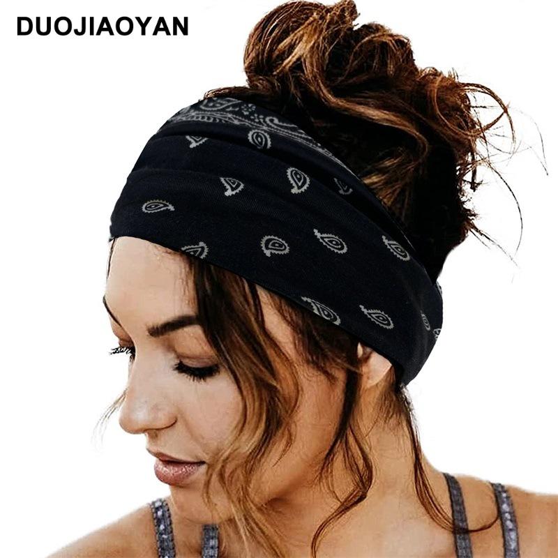 Эластичная повязка на голову для йоги с узлом пейсли – Европейский и американский стиль