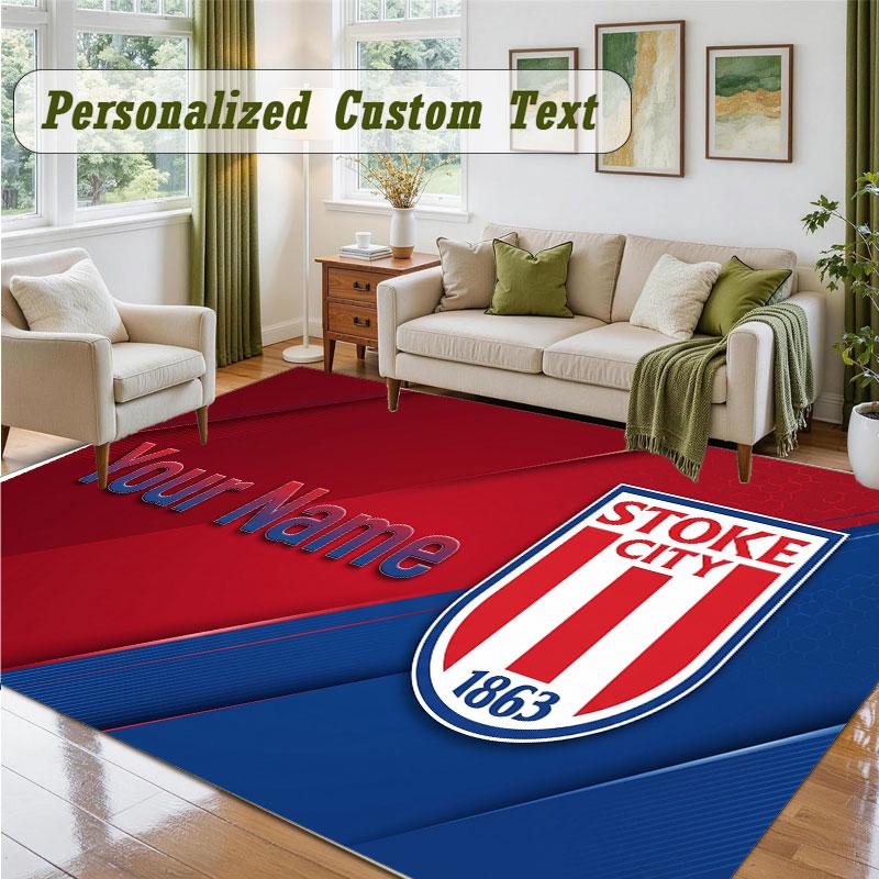 Crystal Velvet Square Rug Custom NameStoke City FC Pattern Non Slip Home Floor Decor Rug