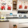 Waterproof Vinyl Kitchen Stickers 2Pcs Christmas Hot Drinks Wall for Cabinets, Self-Adhesive Art Decals Decor, Removable PVC Holiday Mug with
