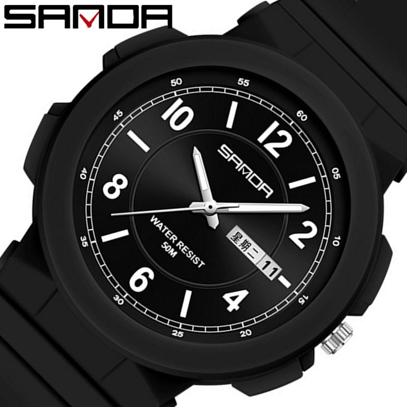 SANDA Новый стиль Электронный счетчик Механизм Двухдневный календарь Модный тренд, Индивидуальные мужские и женские часы для учащихся средней школы