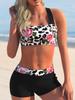 New Summer High Elastic Bikini Set Rainbow Print Two Piece Set Sexy Women's Tank Top Beach Swimwear S-5XL