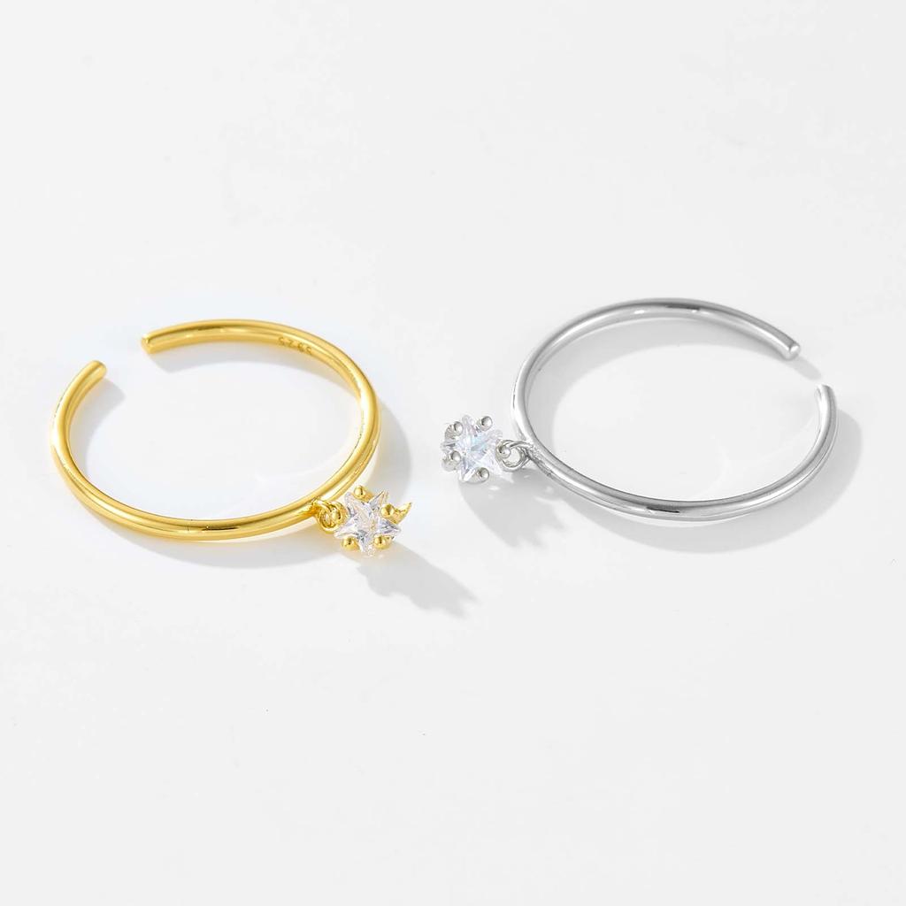 ANDYWEN 925 стерлингового серебра золота пентаграмма циркония кулон регулируемое кольцо модные ювелирные изделия подарок для женщин