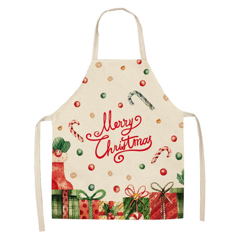 Linen Merry Christmas Apron Christmas Decorations for Home Kitchen Accessories 2024 Christmas Natal Navidad 2025 New Year Gifts