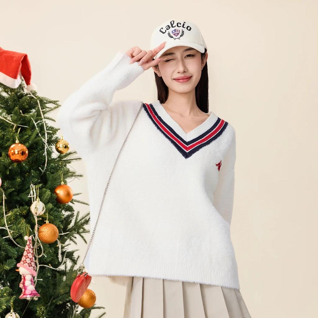 Kappa Year Of The Dragon Collection Sweaters Women's Birch White-0114 V-neck Moderate Other (Unisex) Sweaters K0E22LT39