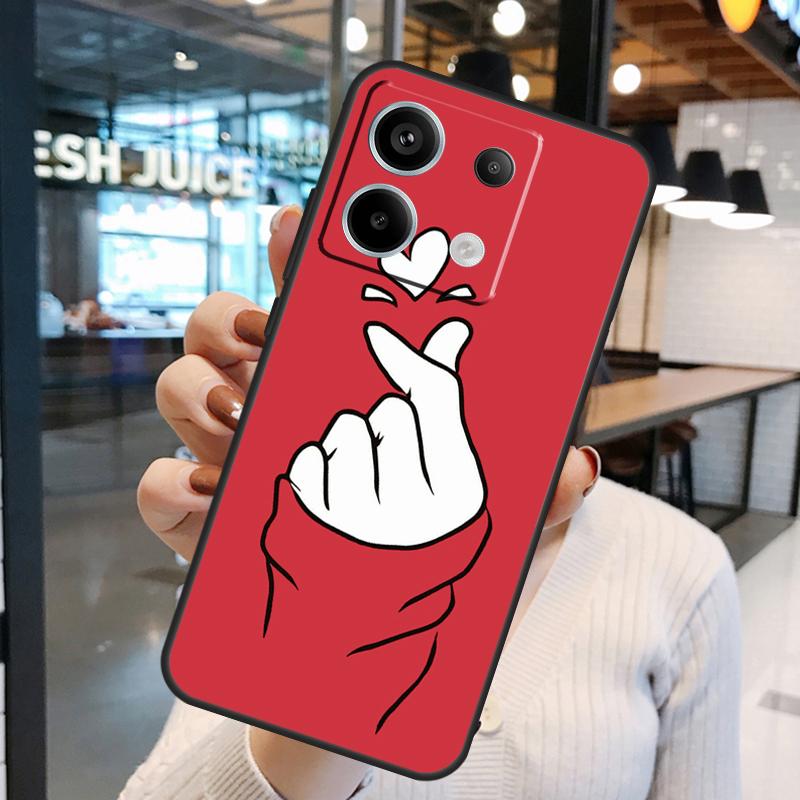 Чехол Kpop Сердце Пальцами Для Xiaomi Redmi Note 11 9 10 12 13 14 15 Pro Plus Redmi 15 15C 10C 12C 13C 14C Обложка