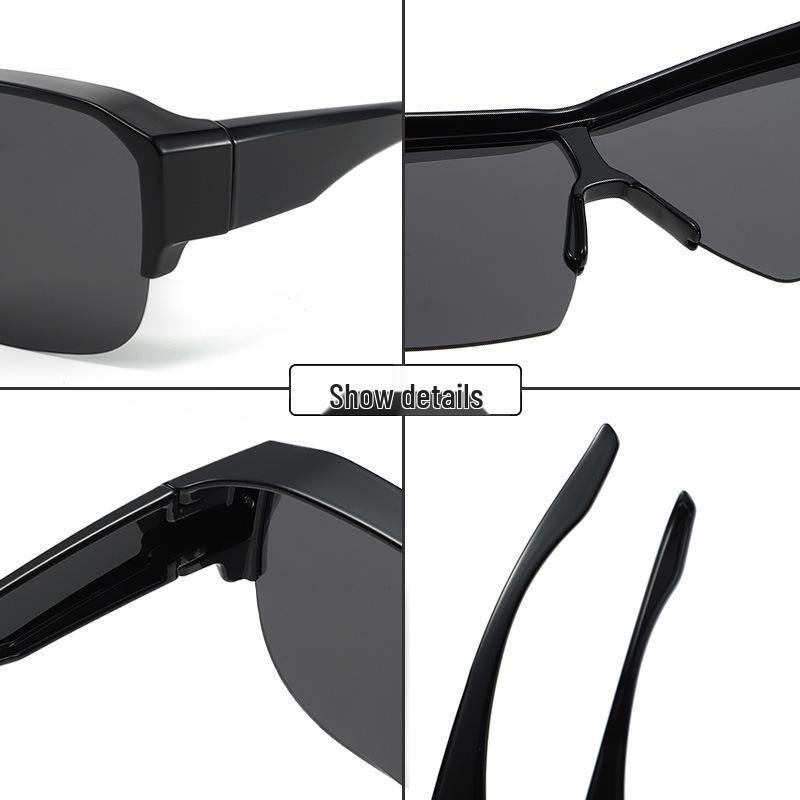 Женские ультралегкие поляризационные велоочки с полуободком - Для ношения поверх очков по рецепту, Накладные, Защита от УФ