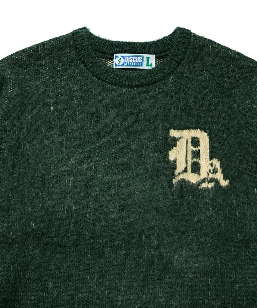 DISCUS ATHLETIC Gothic Logo Jacquard Knit Sweater Green
