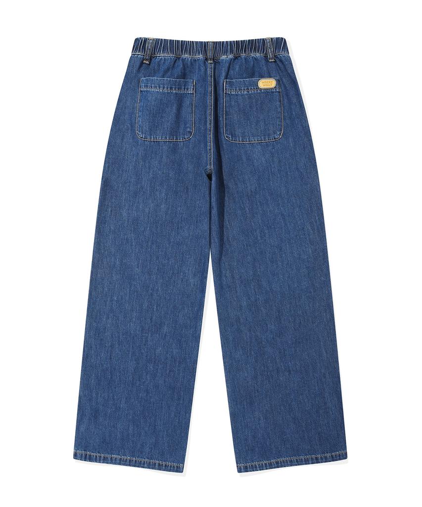 WACKY WILLY Women'S Wide Fit Easy Denim Pants Blue