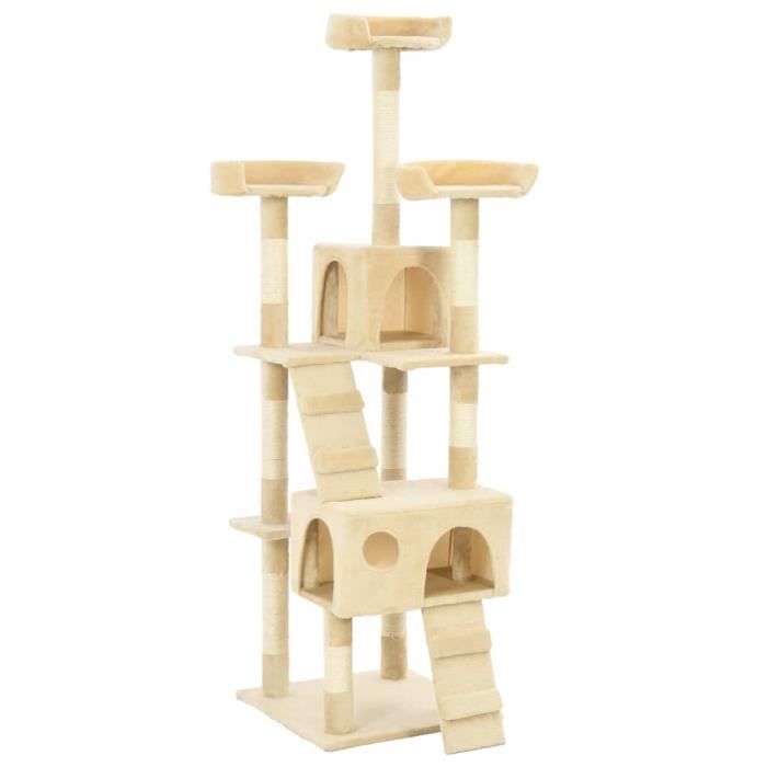 VidaXL Cat Tree with Sisal Scratching Posts 170 Cm Beige