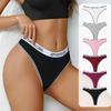 Low Waisted Threaded Oversized Panties with Letter Printed Breathable Sports Pure Cotton Triangle Women’s Thong Panties