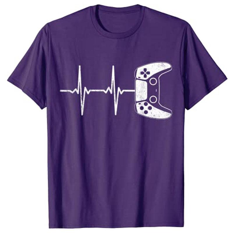 Gamer Heartbeat TShirt Funny Video Game Gift Boys Unisex Gamer TShirt Y2k Cute Heart Graphic Clothing Short Sleeve Blouses Casual