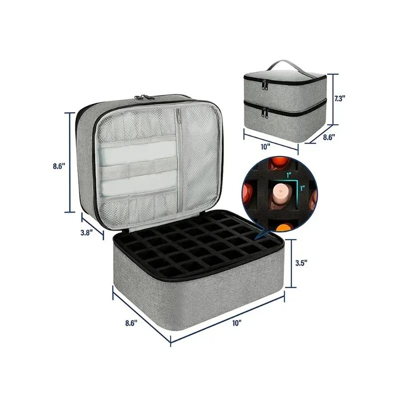 Сумка для хранения лака для ногтей, сумка для эфирного масла, портативный косметический набор для ухода за ногтями, коробка для хранения инструментов по уходу за ногтями, двухслойная, 30 отделений