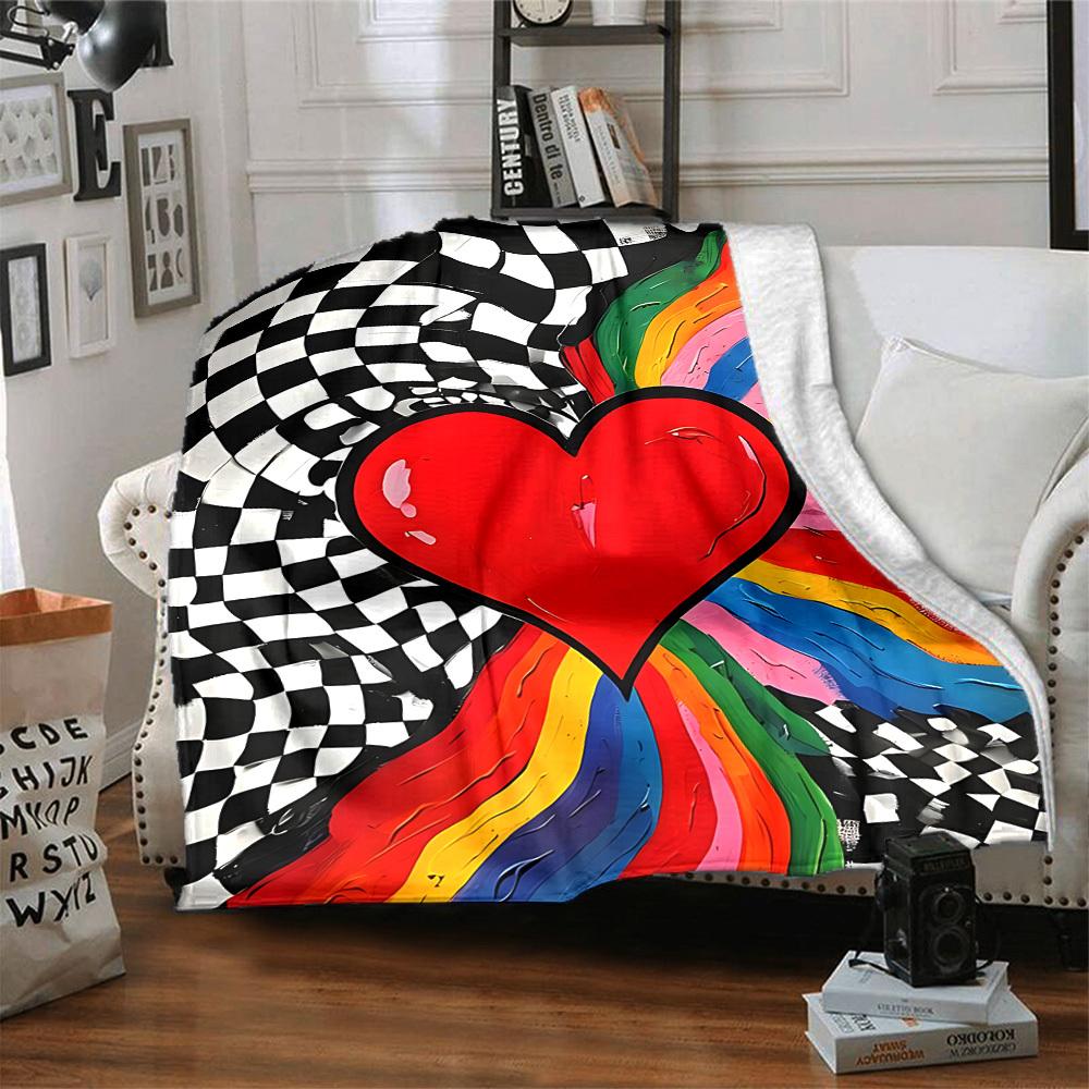 1pc Heartbeat, Rainbow Wave Blanket Warm, Cozy, And Soft, Suitable for Sofas, Beds, Cars, And Office Use.Perfect for Camping And Travel, Making It a G