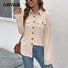 Spring and Autumn Women's Shirt Jacket Fashion Solid Color Comfortable Casual Blouse