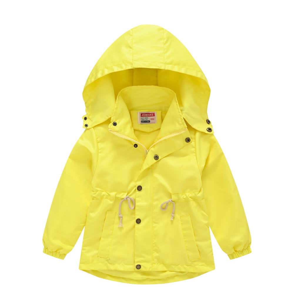 Детские куртки Детская одежда Однотонная ветровка для мальчиков и девочек с поясом Среднего и большого размера Детское осеннее пальто с капюшоном Съемный