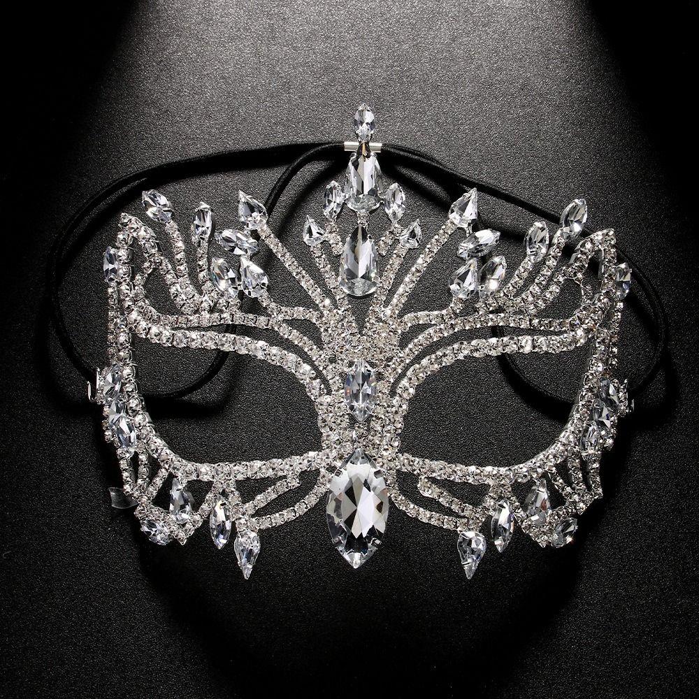 Full Face Rhinestone Mask Veil Facial Jewelry Accessories Elegant Masquerade Mask Women
