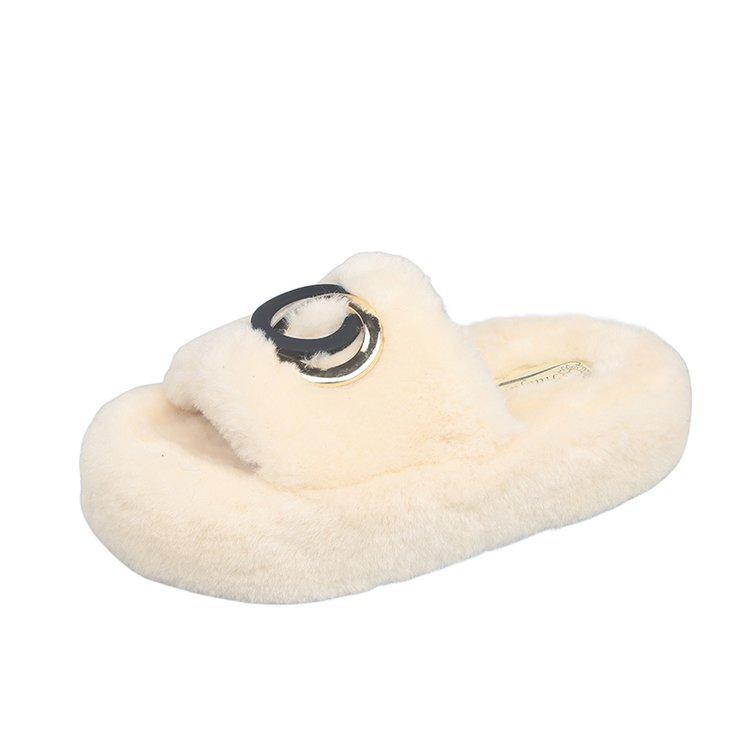 Тапочки Мао Мао женские новые осенне-зимние теплые домашние тапочки с толстой подошвой Тапочки Мао Мао Интернет знаменитости корейская версия домашние плюшевые тапочки