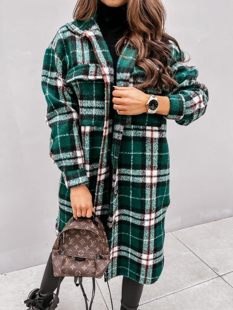 2020 Autumn/Winter Long Sleeve Plaid Shirt Jacket