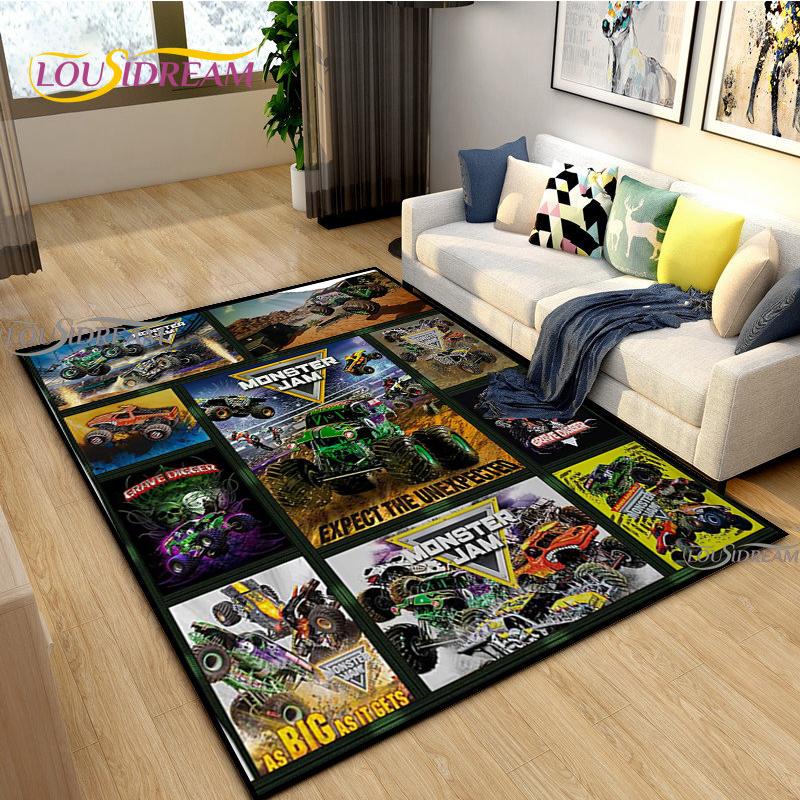 Ковер Monster Jam Truck для гостиной, спальни, коврик для кухни, детской, нескользящий коврик для пола, ковер-подарок на день рождения, реквизит для фотосъемки