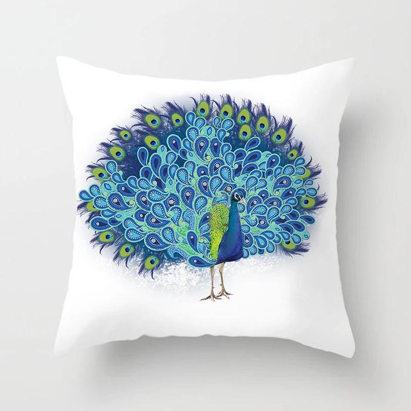Роскошный чехол для подушки с павлином, высококачественный принт, подушка для домашнего дивана, плед для кафе-бара отеля