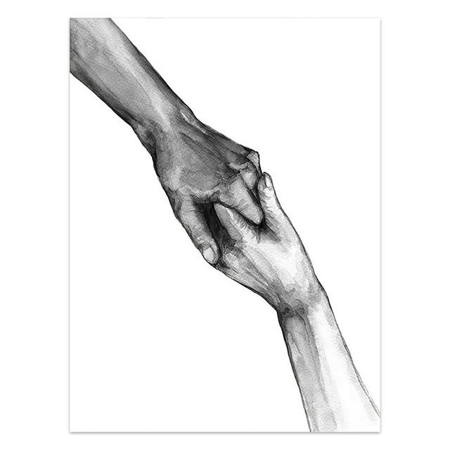 Черно-белая картина на холсте «Любовь, держась за руки», настенные художественные фотографии, плакаты на скандинавскую тему и принты, гостиная, коридор, домашний декор