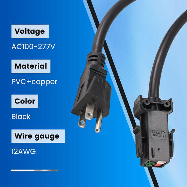 Power Cord, 1 Piece, Black, PVC+Copper, US Standard AC100-277V, P13 Plug, Suitable for Various Applications.