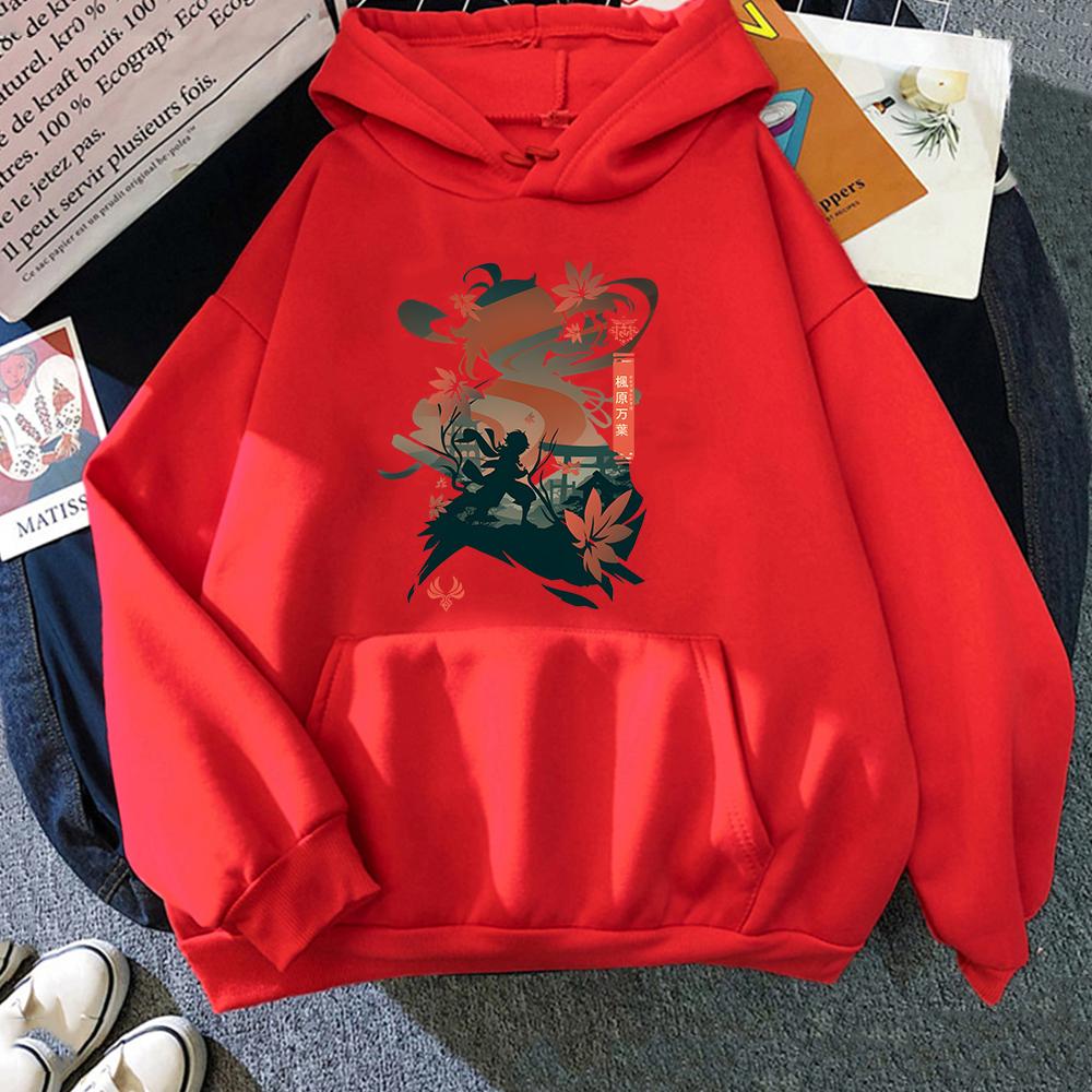 Толстовка Kazuha с капюшоном Genshin Impact с принтом Game Cartoon Hoody Kaedehara Kazuha Hoodies Women Long Sleeve Tops Girls Clothes
