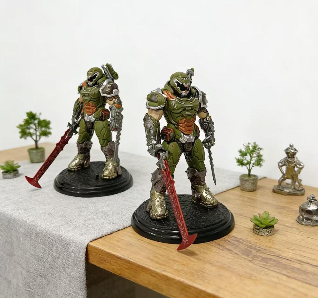 21 см Фигурка Коллекционная Модель Статуэтка Doom Slayer Eternal Аниме Охотник на Разрушение Акам Фигурка Настольное Украшение ПВХ Игрушка Подарок