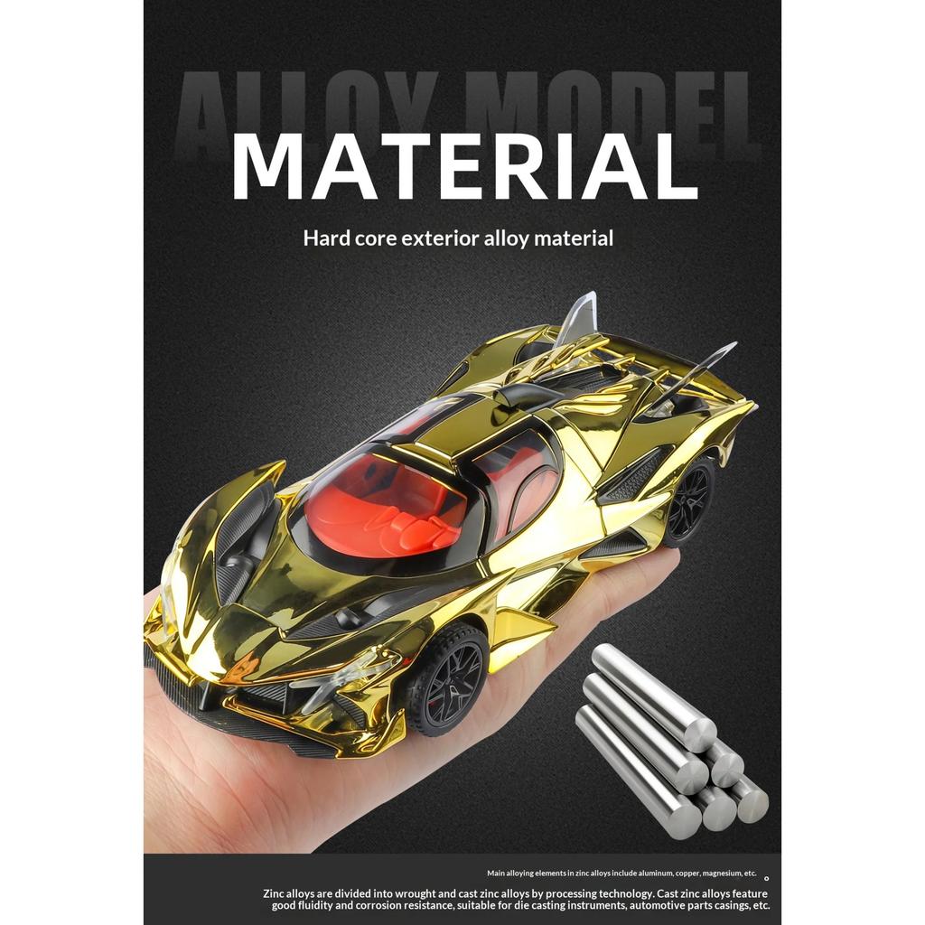 Симуляция 1/32 Apollo EVO Гальванизированная Сплавная Модель Автомобиля Разноцветные Спортивные Автомобили Украшения Звук и Свет Оттяжка Детские Игрушки