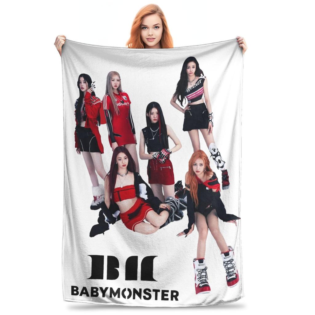 Babymonsters KPOP Фланелевое одеяло Потрясающие пледы для дома 200x150см Покрывала,