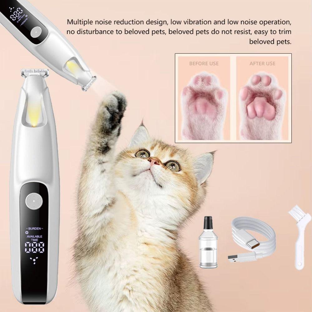 Fully Waterproof Pet Paw Hair Clippers LED Electric Dog Hair Remover Cats  Foot Shaver  Pet Care