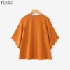 ZANZEA Women Casual Round Neck Solid Color Loose Half Sleeve Blouse