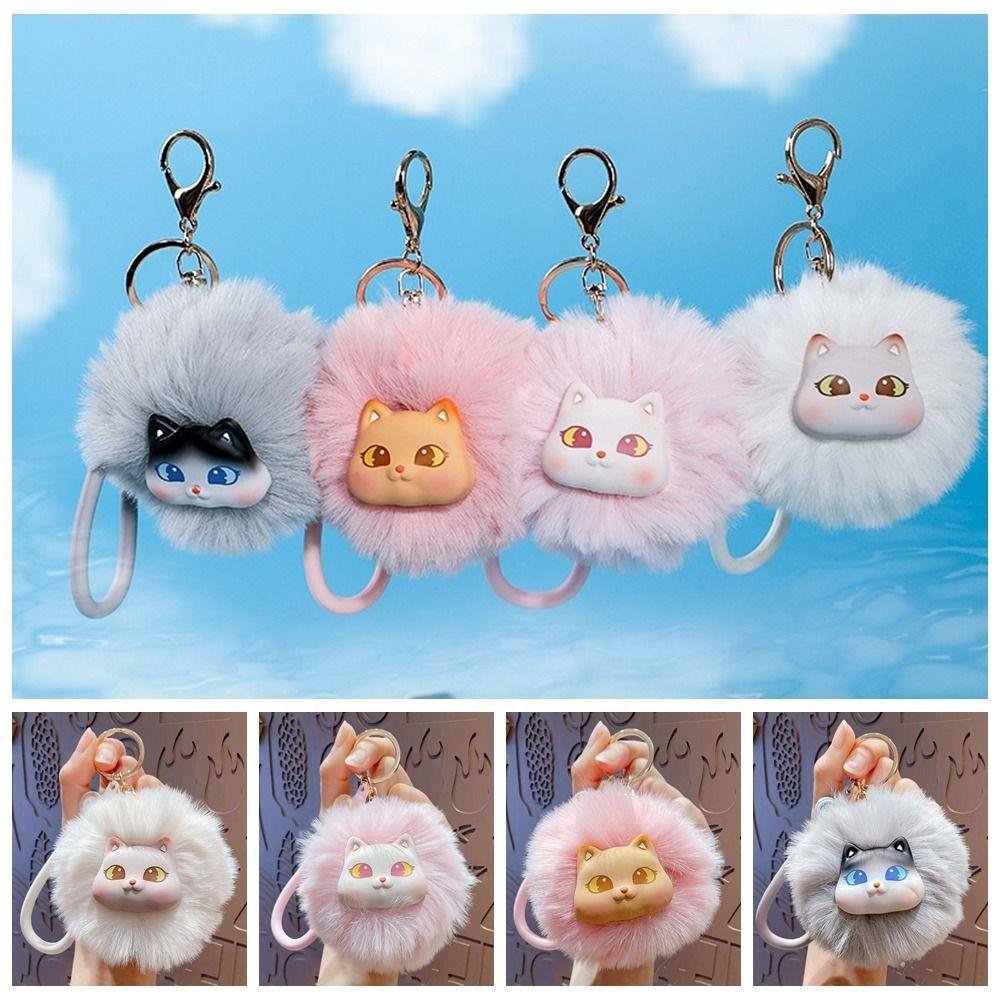 PVC Cat Plush Keychain Backpack Charms Kitten Car Keyring Cute Cat Plush Pendant Decoration