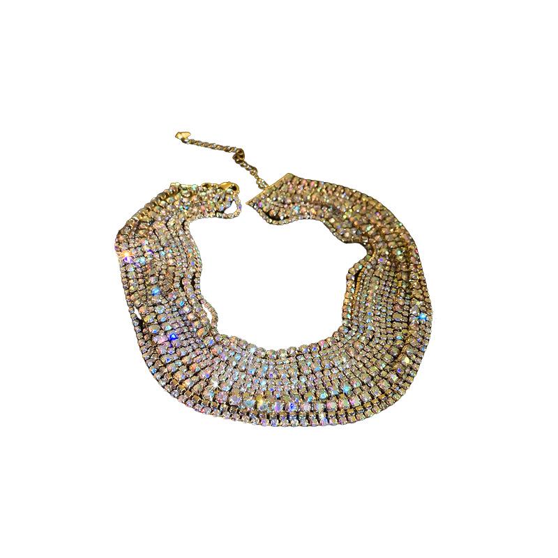 Изысканное многослойное цветное колье-чокер с бриллиантами - Европейская и американская мода высокого класса