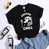 Coffee And Chill Kawaii Panda T Shirts Female Street Creativity T-Shirt Soft Casual Tee Clothes Hip Hop Cool Crop Tops
