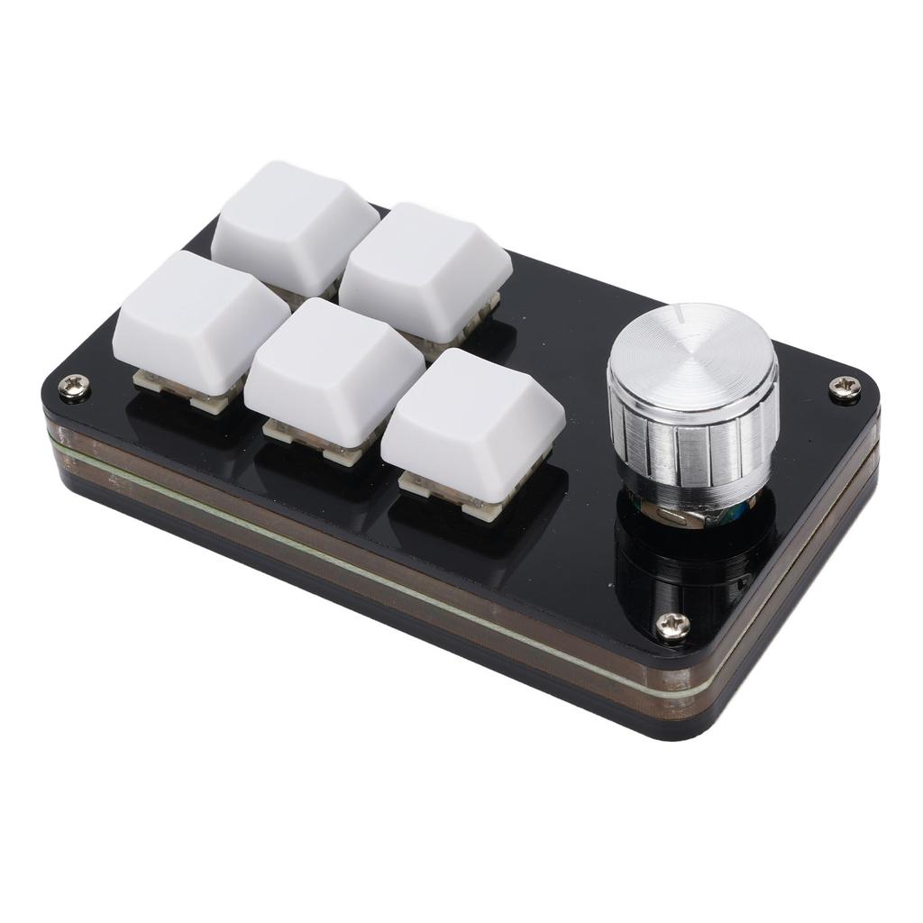 Programmable Macro Keyboard 5 Keys 1 Knob Wired Connection Hot Swappable Custom Macro Keypad for