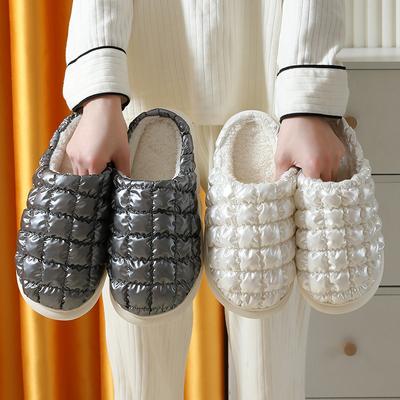 2024 зимние новые теплые хлопковые тапочки женские простые повседневные на платформе мягкие пушистые меховые туфли женские домашние парные тапочки