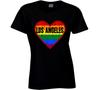 Los Angeles Gay Pride Rainbow Flag Lgbtq Queer Lesbian Love Heart Ladies T Shirt
